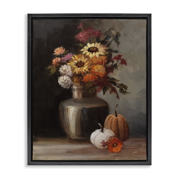 Stupell Industries French Country Autumnal Still Life Black Floating Frame Canvas Art, 17 x 21, by Julia Purinton