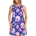 thumbnail image 1 of Fotbe colorful Skull mushroom rainbow Vestido de Verano sin Mangas para Mujer – Vestido Midi Línea A, Estilo Camiseta Floral, Vestido Playero Casual y Fluido, 1 of 7