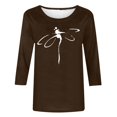 thumbnail image 4 of Clothes for Women Women's Dragonflies Graphic T-Shirt 3/4 Sleeves Blouse Crew Neck Casual Tops Clothes Summer, 4 of 4