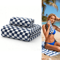thumbnail image 6 of Towel Oversized Towel Checkerboard Grids Velvet Bath Towel Thickening Does Not Lose Hair Bibulous Big Bath Towel for Home Use for Beach and Camping,Home Essentials, 6 of 7