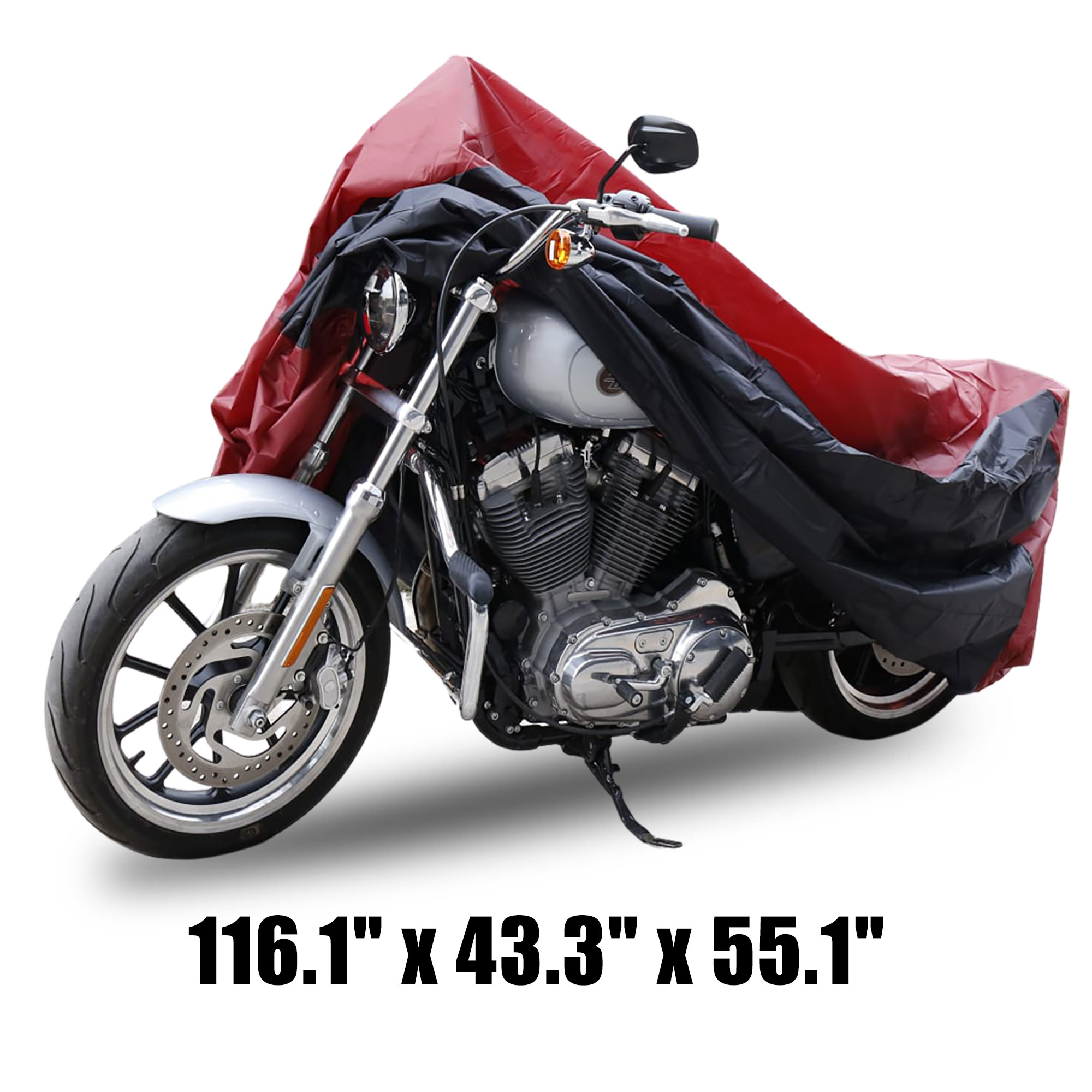 REGALWOVEN Motorcycle Cover Durable Fit for Harley-Davidson Road Glide 98-13 180T 1Pcs Red  Black Size XXXL