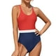 thumbnail image 2 of Traje de baño de una pieza para mujer, conjuntos de bikini para mujer, traje de baño de una pieza de moda y con contraste de colores y patchwork para mujer., 2 of 9