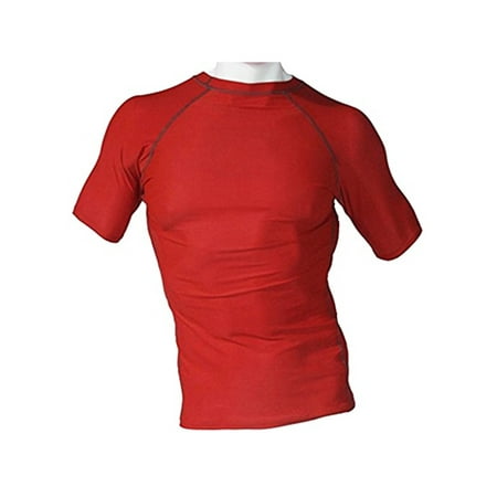 Mafoose Men's Base Layer Compression Fitness Workout Short Sleeve Shirt Red M