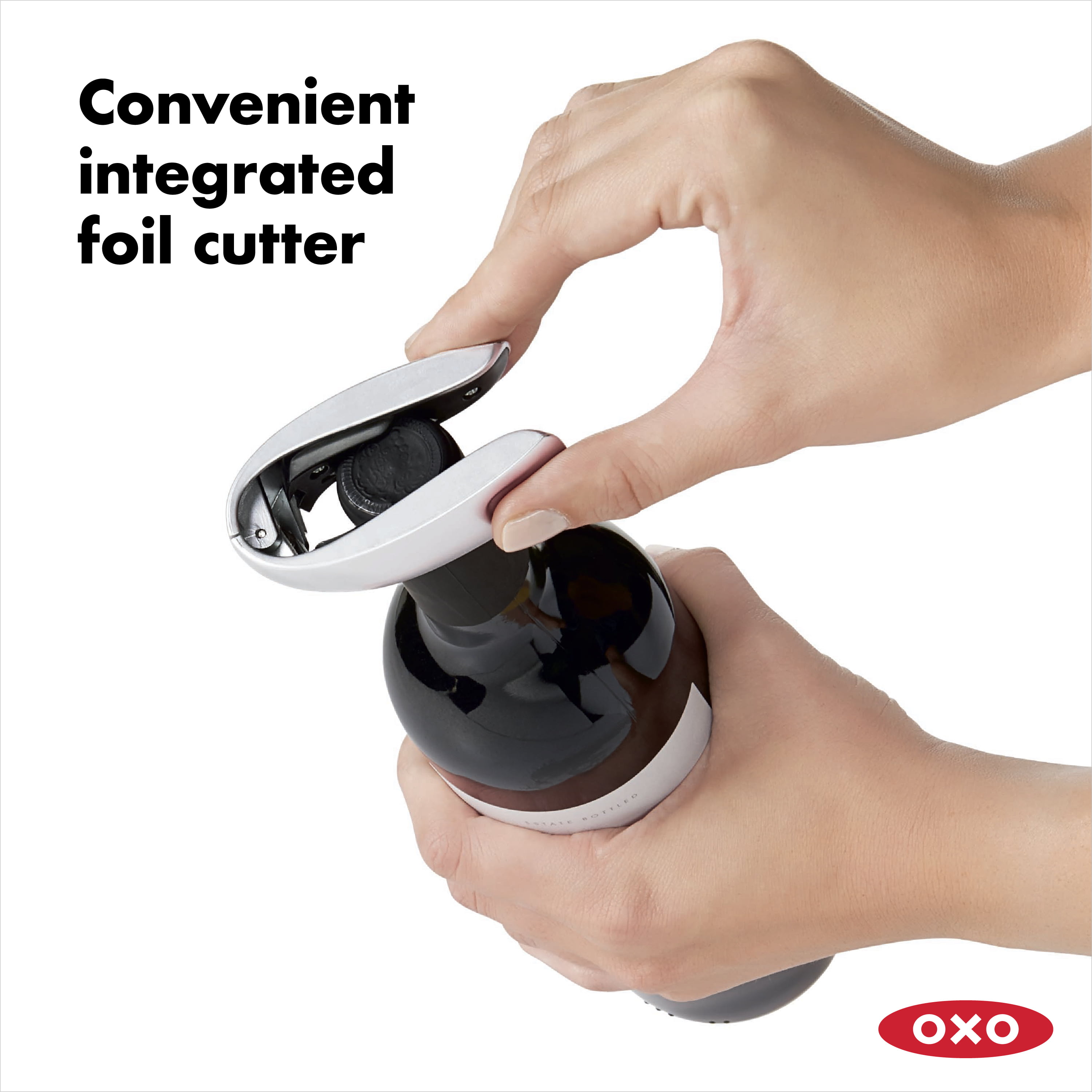 OXO Steel Vertical Lever Corkscrew with Removable Foil Cutter