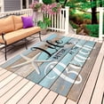 thumbnail image 4 of Outdoor Rug 3x5 ft Teal Wood Grain Outdoor Large Area Rug Non Slip Rubber Starfish Life Is Better at The Beach Front Door Mat RV Rug Carpet Patio Outdoor Rugs for Backyard Balcony Deck Porch Indoor, 4 of 9