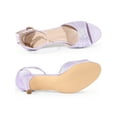 thumbnail image 5 of BLISSFUL STEP Women's Rhinestone Ankle Strap Kitten Heel Satin Sandals Purple 10, 5 of 8