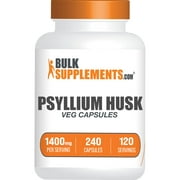 BulkSupplements.com Psyllium Husk Capsules, 1400mg - Fiber Supplements (240 Veg Capsules - 120 Servings)