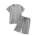 thumbnail image 2 of Mens Pyjamas Set Short Sleeve Nightwear Crew Neck Pyjama Top & Shorts Soft Comfy Sleepwear Lounge wear PJ's Sets Gray XXL, 2 of 4