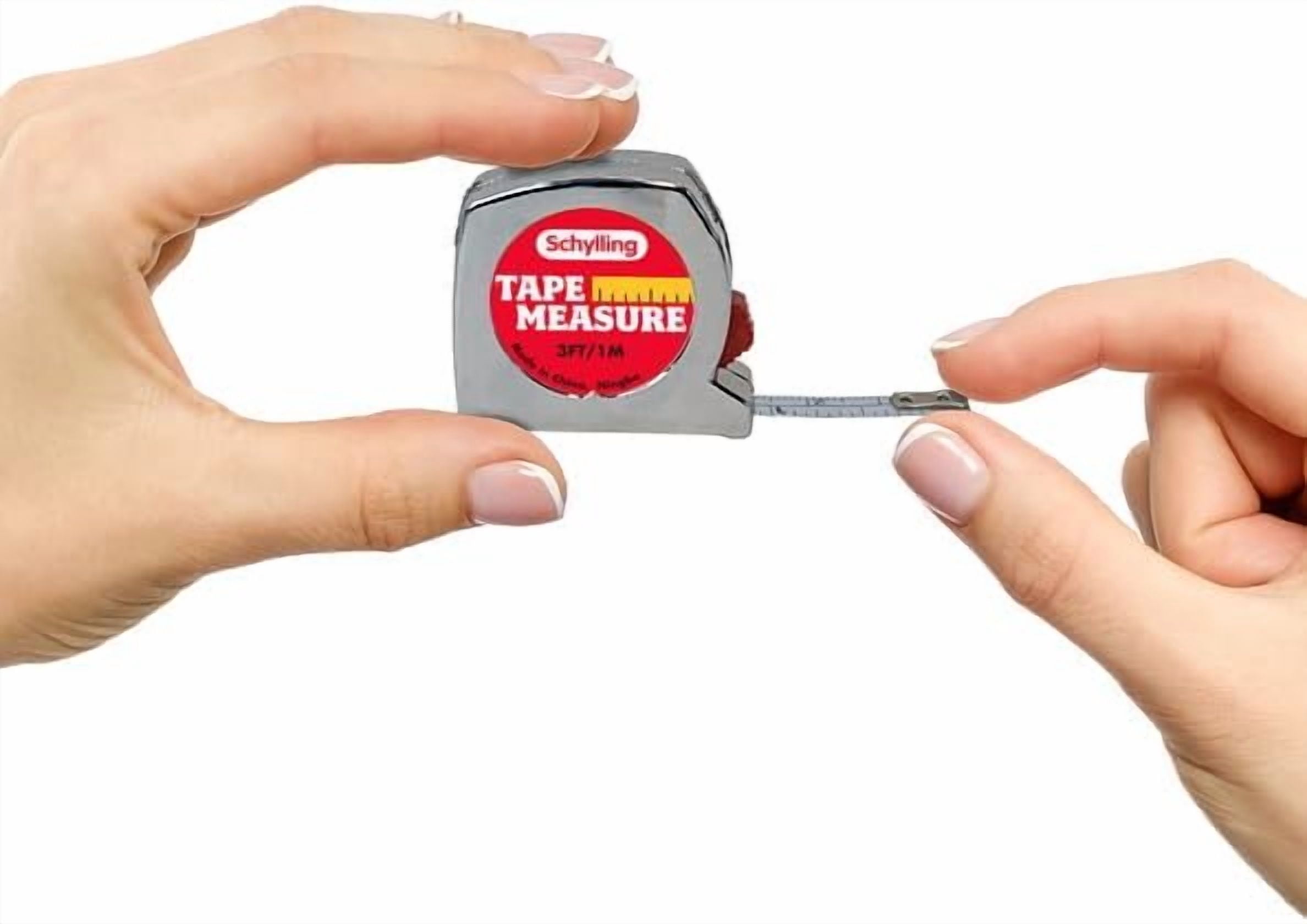 Schylling Mini Tape Measure - 1.5" Real Working 3 Foot Long Retractable Pocket-Sized Tape Measure - Includes Carabiner Clip and Chain - Ages 3 and Up