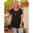 thumbnail image 2 of Plus Size Tops for Women Short Sleeve Shirts Casual Summer Clothes Round Neck Tunics for Leggings, 2 of 6