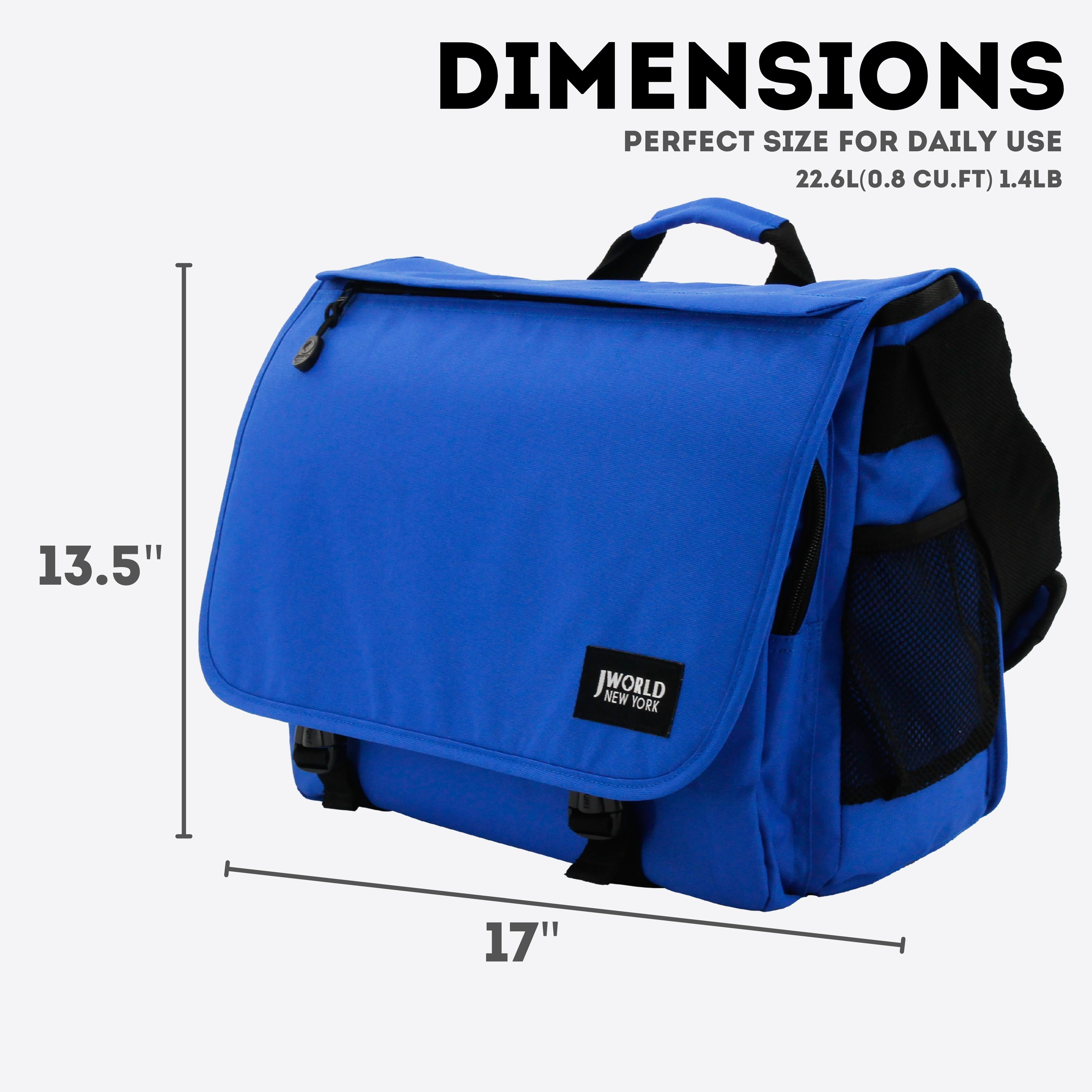 J World Unisex Thomas 16" Messenger Bag With Laptop Sleeve For School And Travel, Cobal Blue