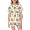 thumbnail image 4 of Tfken Halloween Pumpkin Ghost Graphic Pajamas Outfit Set For Girls Short Sleeve Shirts Elastic Waist Shorts Set Loungewear Cute Homewear Sleepwear Children Trendy Pjs Clothes Size 11-12 Years, 4 of 5