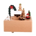 thumbnail image 3 of Adorno de caja de música navideña, caja musical de cuerda con melodía, temática navideña árbol de navidad marrón, 3 of 9