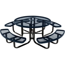 Coated Outdoor Furniture Heavy-Duty Portable Outdoor Kids Table with Umbrella Hole, Expanded Metal Kids Picnic Table, Commercial-Grade, Made in America (46 In, Round, Childrens, Dark Blue)