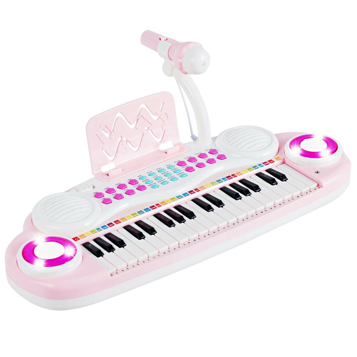 Boys&Girls Electronic Keyboard 37 Key Piano Musical Toy w/ Microphone & Stool 