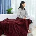 thumbnail image 5 of PiccoCasa Plush Flannel Fleece Blanket Decoration Blankets for Bed or Sofa Burgundy 60"x78", 5 of 6