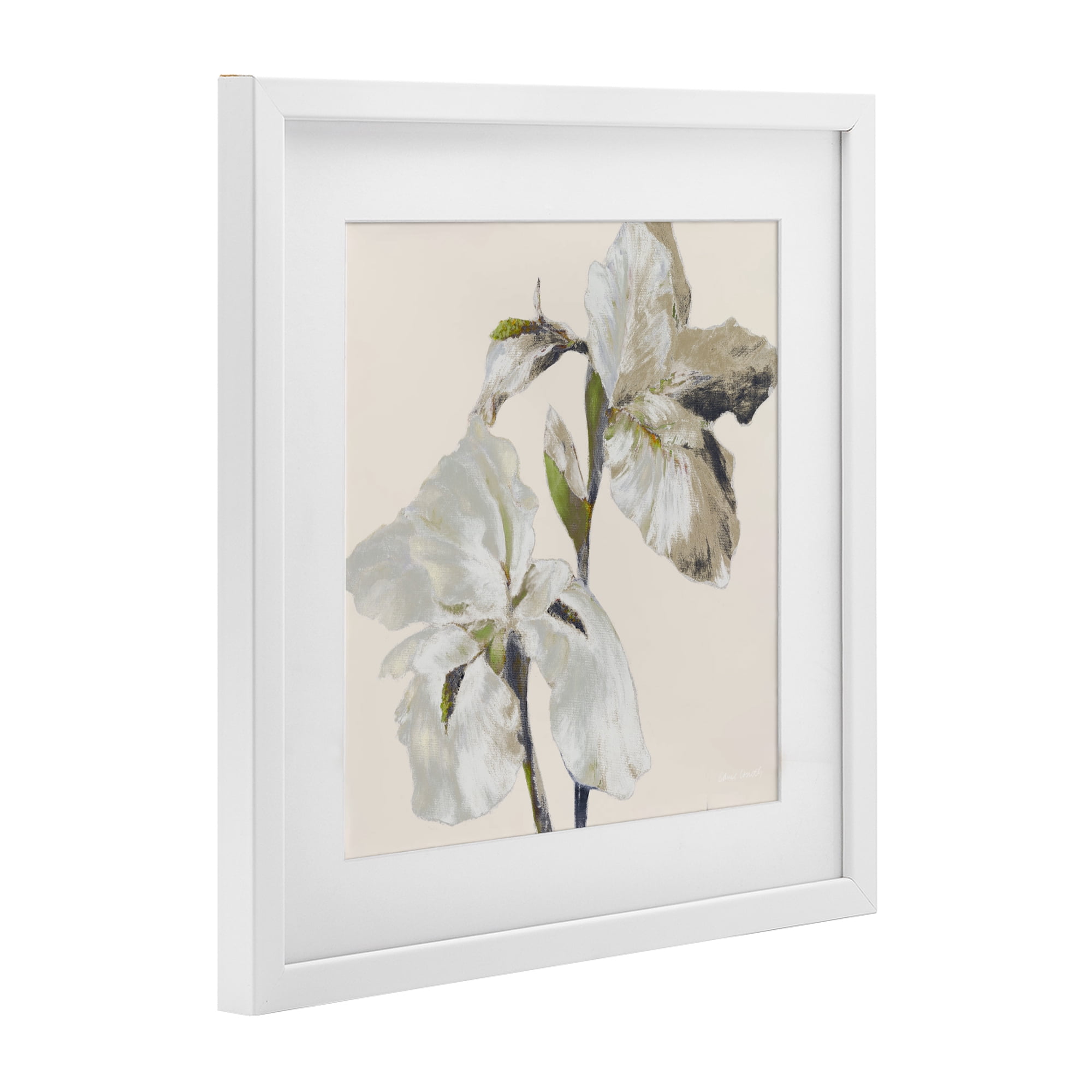 Stupell Industries Irises Soft Beige White Framed Print Under Glass, design by Lanie Loreth