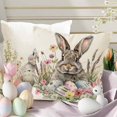 thumbnail image 3 of KCEHTA Easter Pillow Covers 18x18 Inch Farmhouse Rabbit Spring Floral Pillowcase for Couch Sofa Bed, 3 of 5