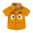 thumbnail image 3 of HOMADLES Graphic Tees Kids Short Sleeve Button Down Shirts for Boys Lightweight Casual with Pocket Tee Shirts, Orange 4T, 3 of 8