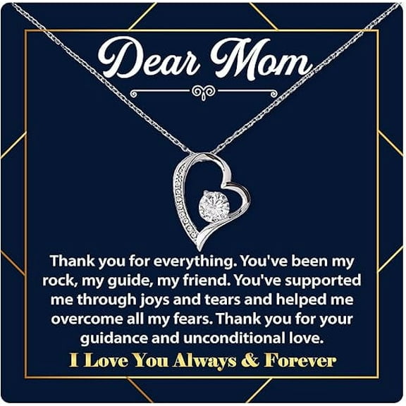To My Mom Necklace From Daughter or Son, Jewelry with Message & Gift Box