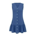thumbnail image 4 of Summer Beach Dresses for Womens 2025 Plus Size Fashion Casual Sleeveless Solid Color Button Sun Beach Dress, 4 of 6