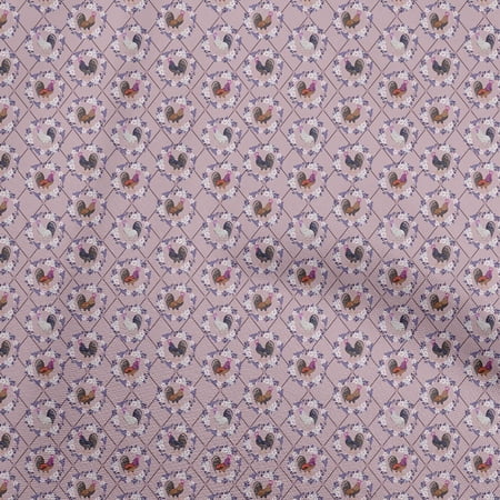 oneOone Velvet Pastel Purple Fabric Birds Rooster Sewing Fabric By The Yard Printed Diy Clothing Sewing Supplies 58 Inch Wide