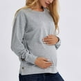 thumbnail image 2 of Akafmk Womens Long Sleeve Maternity Tops,Womens Maternity Solid Color Crew Neck Long Sleeve Button Detail Hoodless Casual Sweatshirt Pregnancy Mama Tops, 2 of 4