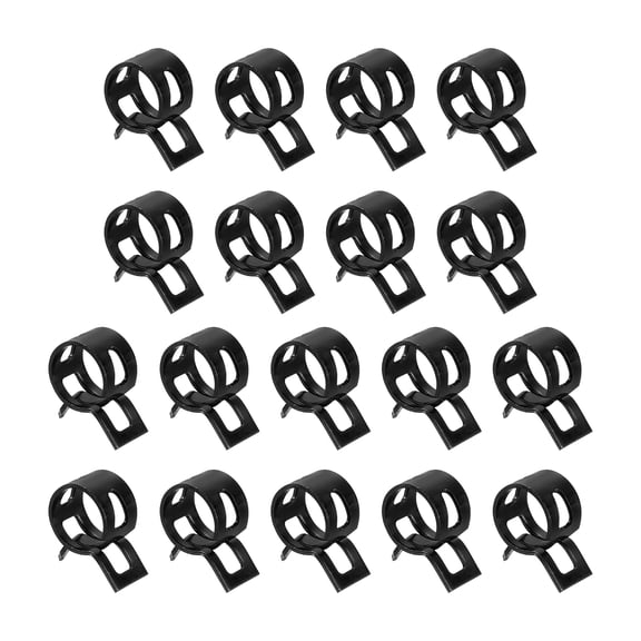 18Pcs Spring Band Type Action Fuel/Silicone Vacuum Hose Pipe Clamp, 10mm Low-Pressure Air Spring Hose Clip Clamp for Automotive Oil Pipe Water Pipe, Black
