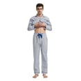 thumbnail image 4 of GLOBAL Mens 100% Cotton Pajamas Set Woven Drawstring Sleepwear Set with Top and Pants/Bottoms, 2-Piece Set, Size S, 4 of 5