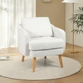 thumbnail image 4 of Gymax Sherpa Accent Chair Set of 2 w/ Seat Cushion & Pillow Rubber Wood Legs for Bedroom White, 4 of 9
