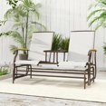 thumbnail image 5 of Resenkos 2-Person Swing Bench, Outdoor Loveseat with Table, Steel Frame, Perfect for Relaxing on Deck,Cream White, 5 of 11
