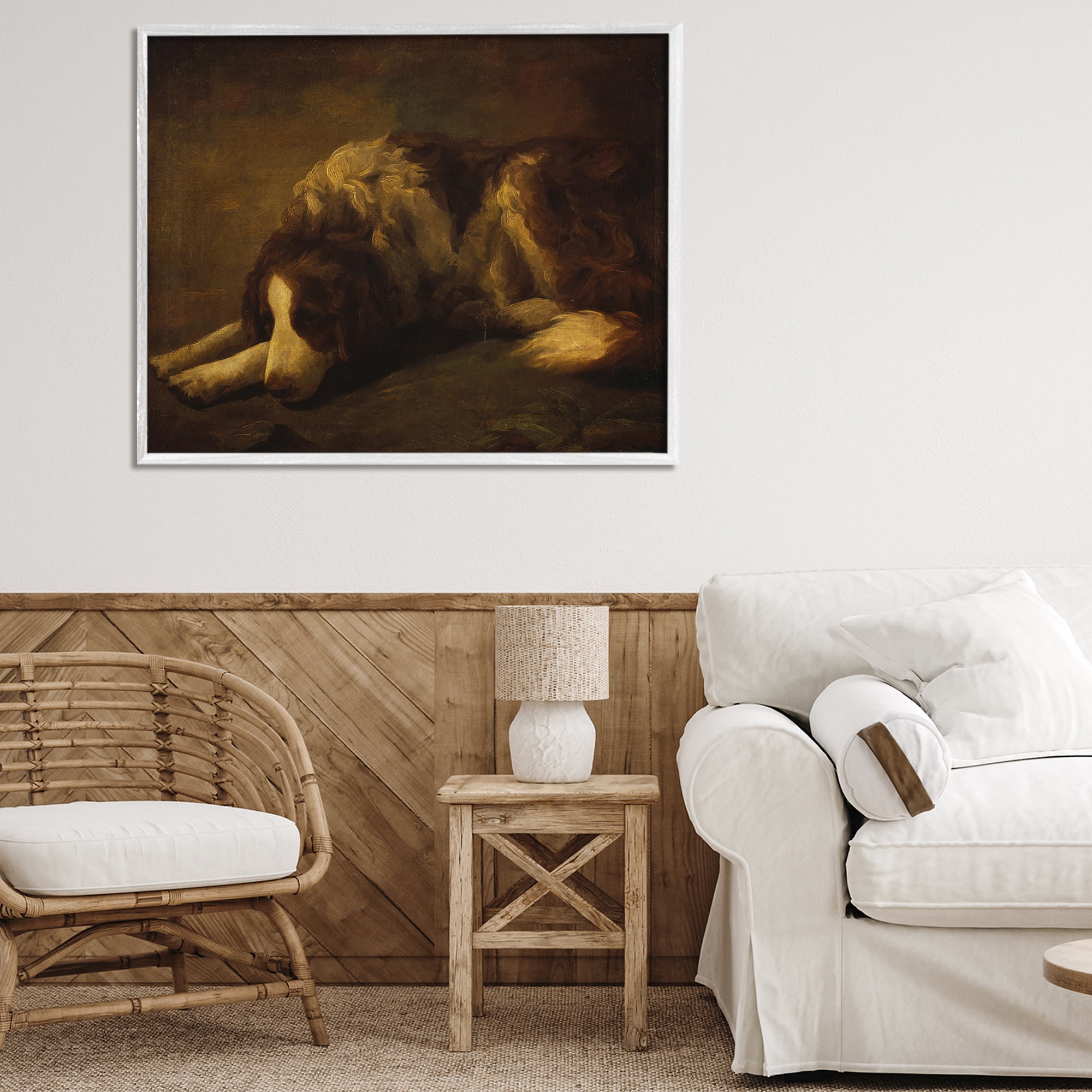 Stupell Industries Dim Lighted Classic Dog White Framed Giclee Art, design by Lil' Rue