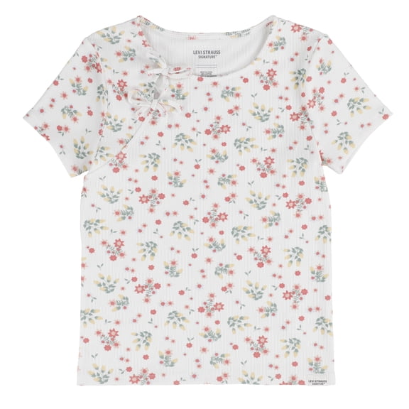 Levi Strauss Signature Girl Short Sleeve Bow Top, Sizes 4-16