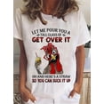 thumbnail image 1 of Camisetas para mujer, de verano, casual, manga corta, cuello redondo, con estampado, color blanco negro, blusa[Graphic Print Tee] Summer Graphic Print T-Shirt - Short Sleeve Crew Neck Casual Top for, 1 of 5