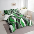 thumbnail image 3 of Manfei Green Stripes Adult Bedding Comforter Set 7pcs, Abstract Ombre Queen Bedding Sets, Chic Geometric Artwork Reversible Queen Sheet Sets, Microfiber Bedroom Decor, 3 of 7