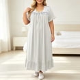thumbnail image 2 of Stamzod Plus Size Nightgowns for Women Lace Ruffle Long House Dress Loose Casual Short Sleeve T-Shirt Night Gown Sleepwear XXL, 2 of 6