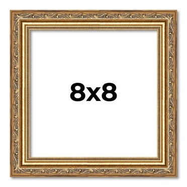 8x8 Frame Gold Solid Wood Picture Frame Width 1.25 Inches | Interior Frame Depth 0.375 Inches |