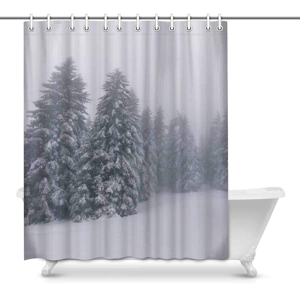 Gckg Vintage Winter Landscape Shower Curtain Froggy Forest Gckg Vintage Winter Landscape Shower Curtain Froggy Forest Polyester Fabric Bathroom Sets 60x72 Inches