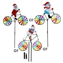 3D Large Snowman Santa Claus On Bike Windmill Wind Spinner Whirligig Yard Garden