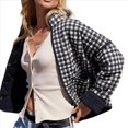 thumbnail image 2 of Chaqueta Acolchada Corta con Estampado Floral Vintage para Mujer, Chaqueta Corta Abierta Al Frente, Ropa de Abrigo Cuadros en y Negro L, 2 of 9