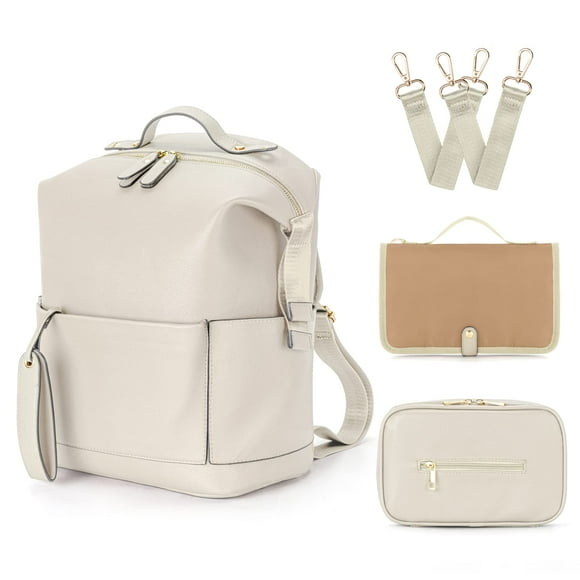Mochila para pañales Minsong, impermeable, cambiador de piel