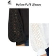 thumbnail image 5 of PULLIMORE Womens Puff Long Sleeve Tops Casual Hollow Out Loose Blouses Shirts (2XL, White), 5 of 7