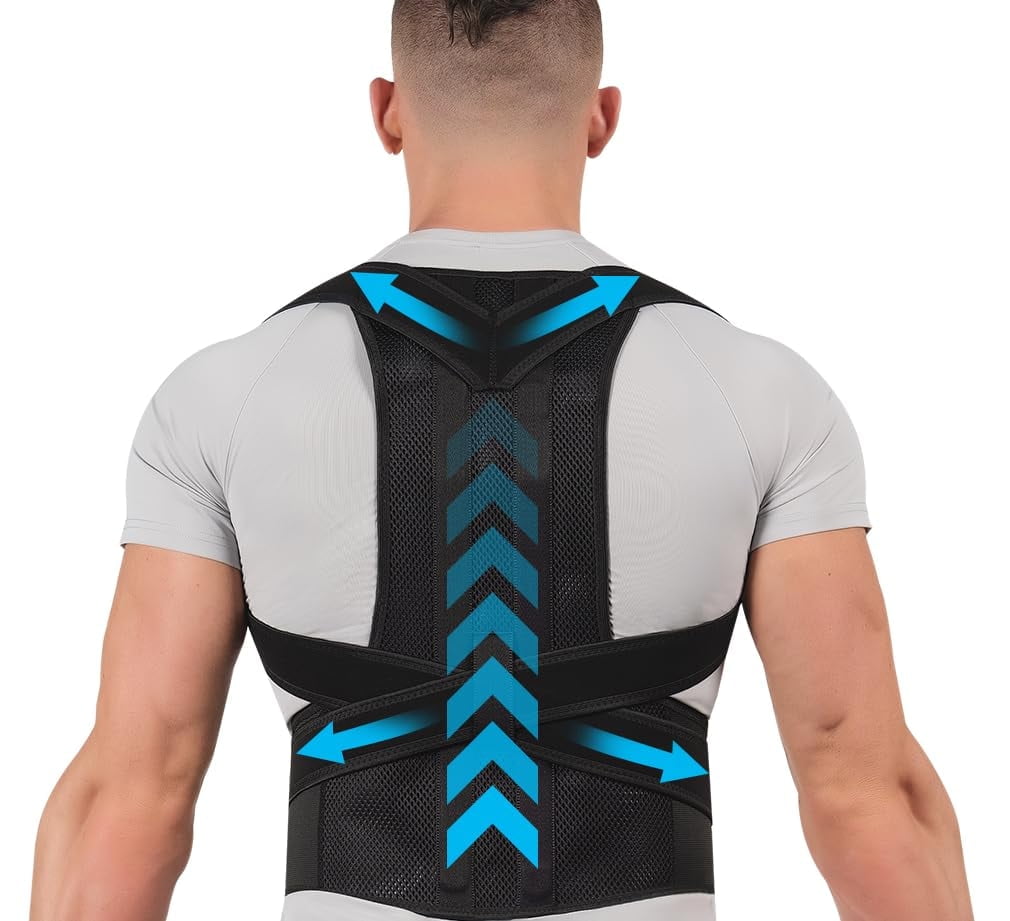 GKTG Posture Corrector for Women and Men, Adjustable Posture Back Brace for Upper and Lower Back Pain Relief