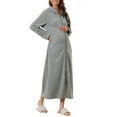 thumbnail image 4 of INSPIRE CHIC Women's Zip Up Nightgowns Long House Robe Long Sleeve Hooded Sweatshirt Loungewear with Pockets L Deep Grey-1, 4 of 6