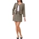 thumbnail image 1 of Conjunto de traje para mujer INSPIRE CHIC de 2 piezas, chaqueta corta de tweed a cuadros y falda en marrón, 1 of 6