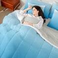 thumbnail image 4 of Manfei Light Blue Bedding Twin Size,Silver Ombre Comforter Sets with Sheets,Modern Aesthetic Art Bedding Sets Twin Size,Breathable Room Decoration Reversible,7pcs, 4 of 7