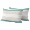 thumbnail image 2 of Pack of 2 Outdoor Pillow Covers 20x12 Inch Waterproof Turquoise Beige Stripe Throw Pillow Covers,Decorative Couch Pillow Case Sham Modern Art Horizontal Striped Patio Garden Pillowcases Cushion Cover, 2 of 8