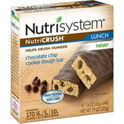 Angle View: Nutrisystem NutriCRUSH Chocolate Chip Cookie Dough Meal Replacement Bars, 1.6 oz, 5 count, (Pack of 6)