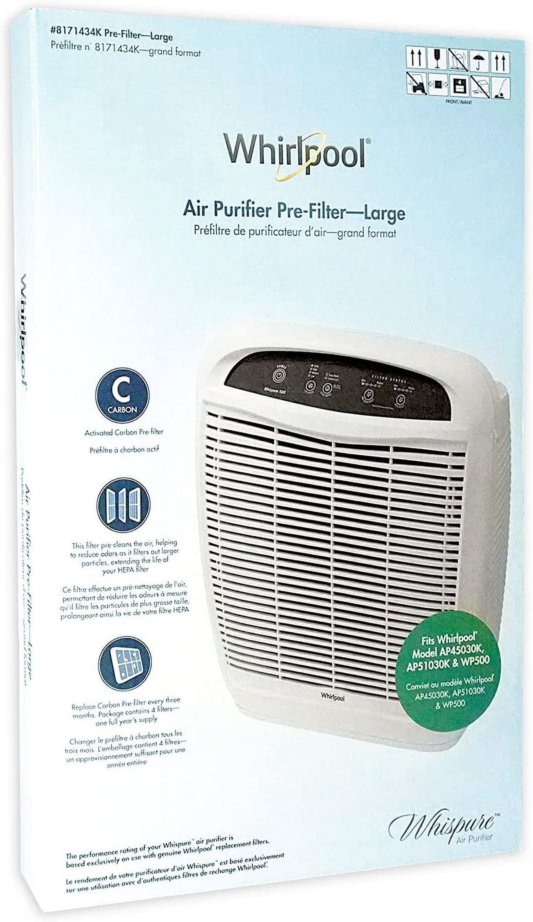 Whirlpool 8171434K Large Air Purifier Carbon Pre Filters 4 Pack