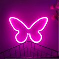 thumbnail image 2 of Luz de neón de mariposa, luz de neón rosa, señal de neón, luz de neón para pared, usb o luz de noche de mariposa con batería, compatible con niñas, dormitorio, letrero de neón LED, cigarro de neón Afortunado Sencillez, 2 of 5